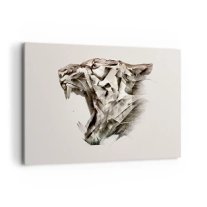Quadro su tela - Stampe su Tela - Immagine astratta di una tigre nei toni del beige - 120x80cm - Sai chi comanda - Decorazione murale moderna per soggiorno e camera da letto ARTTOR