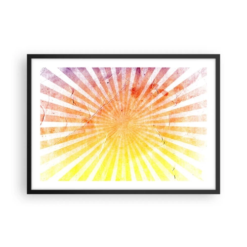 Poster in cornice nera - Raggi di sole nelle tonalità dell'arancione e del giallo - 70x50cm - Albe e tramonti - Decorazione murale moderna per soggiorno e camera da letto ARTTOR