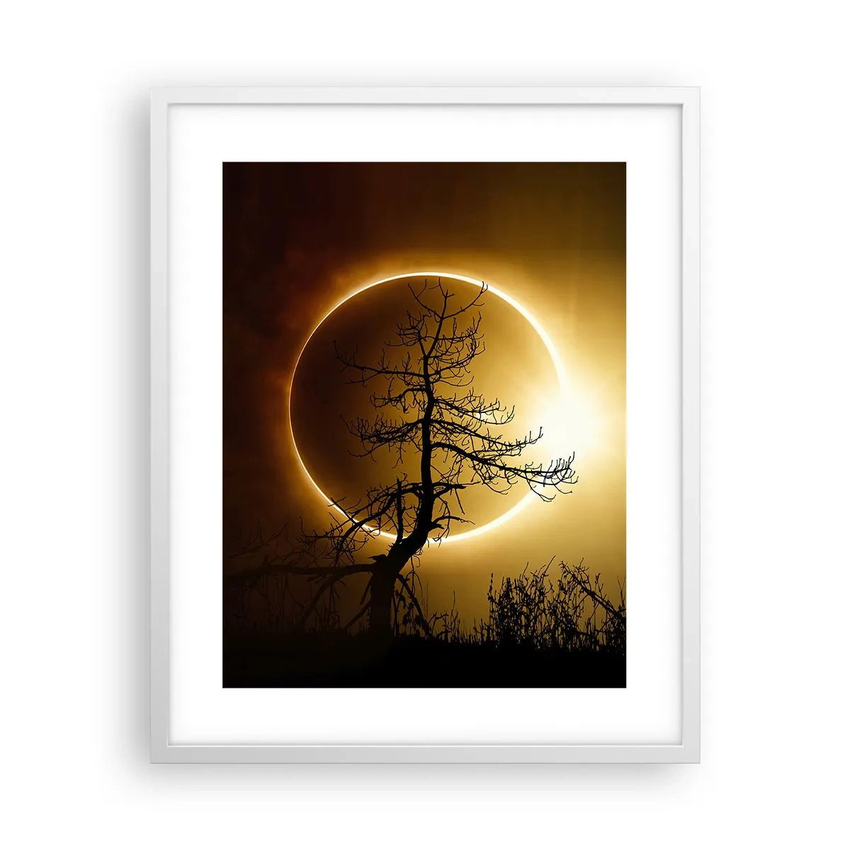 Poster in cornice bianca - Eclissi totale - 40x50 cm