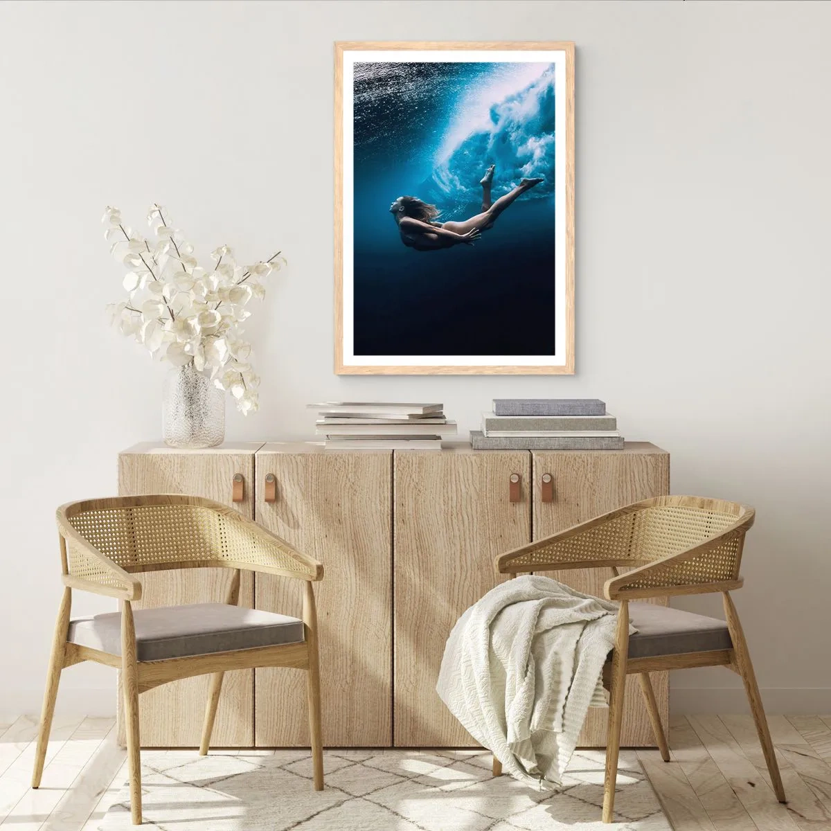 Poster in cornice rovere chiaro - Moderna sirena - 70x100 cm