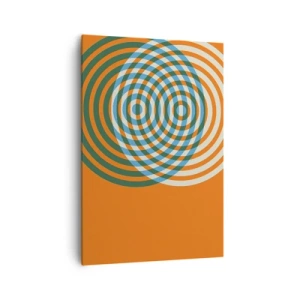 Quadro su tela - Stampe su Tela - Cerchi concentrici su sfondo arancione - 70x100cm - Composizione astratta a cerchi - Decorazione murale moderna per soggiorno e camera da letto ARTTOR
