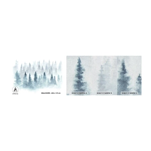 Campione di Fotomurale Premium Canvas - Avvolti nella nebbia - Paesaggio, foresta, Abete rosso - 100x30 cm
