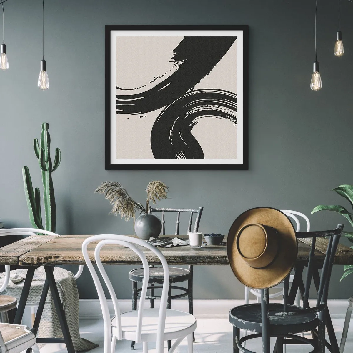 Poster in cornice nera - Energico e circolare - 30x30 cm