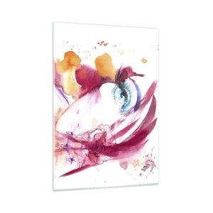 Quadro su vetro - Aspetto astratto con dettagli e figure colorate - 50x70cm - Insieme il mondo fiorisce - Decorazione murale moderna per soggiorno e camera da letto ARTTOR