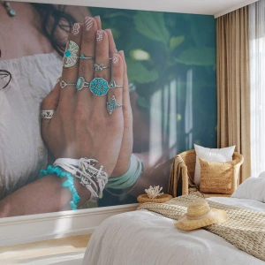 Fotomurali Premium Canvas - Benvenuto al centro dell'essere - Donna, Gioielleria, Boho - 300x210 cm