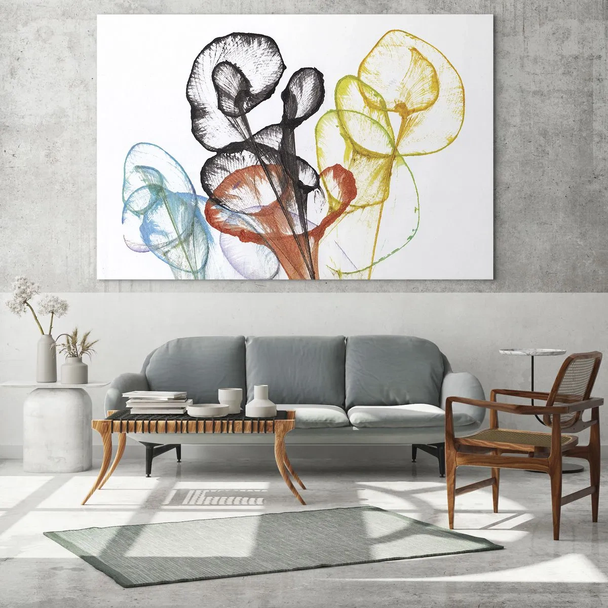 Quadro su vetro - Fiori con l'anima - 100x40 cm