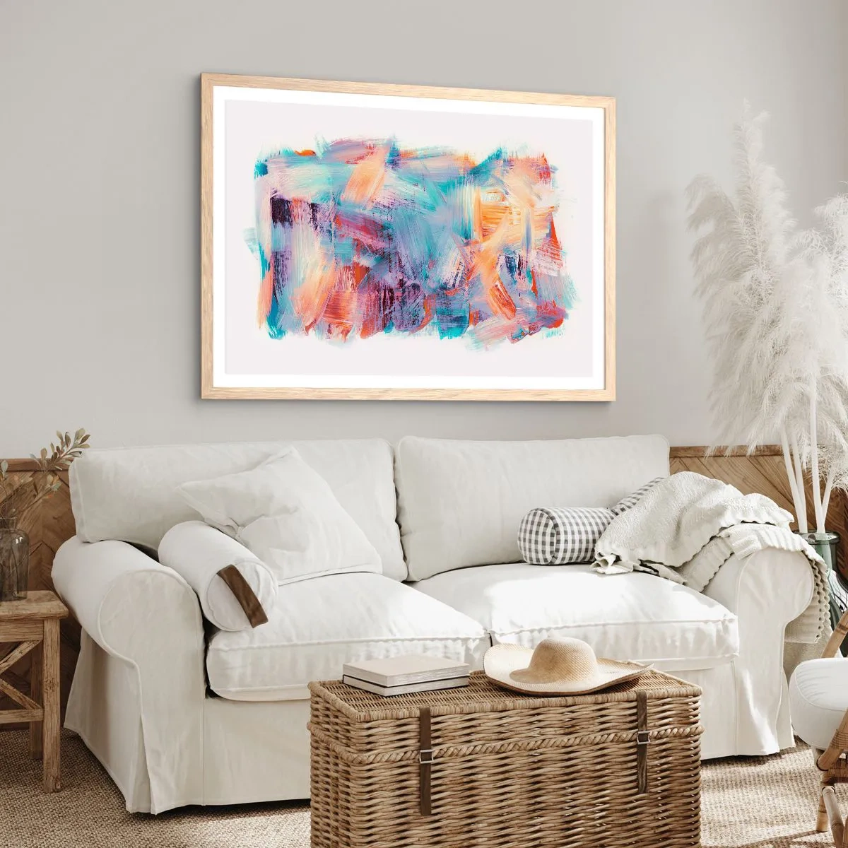 Poster in cornice rovere chiaro - Caos colorato - 91x61 cm