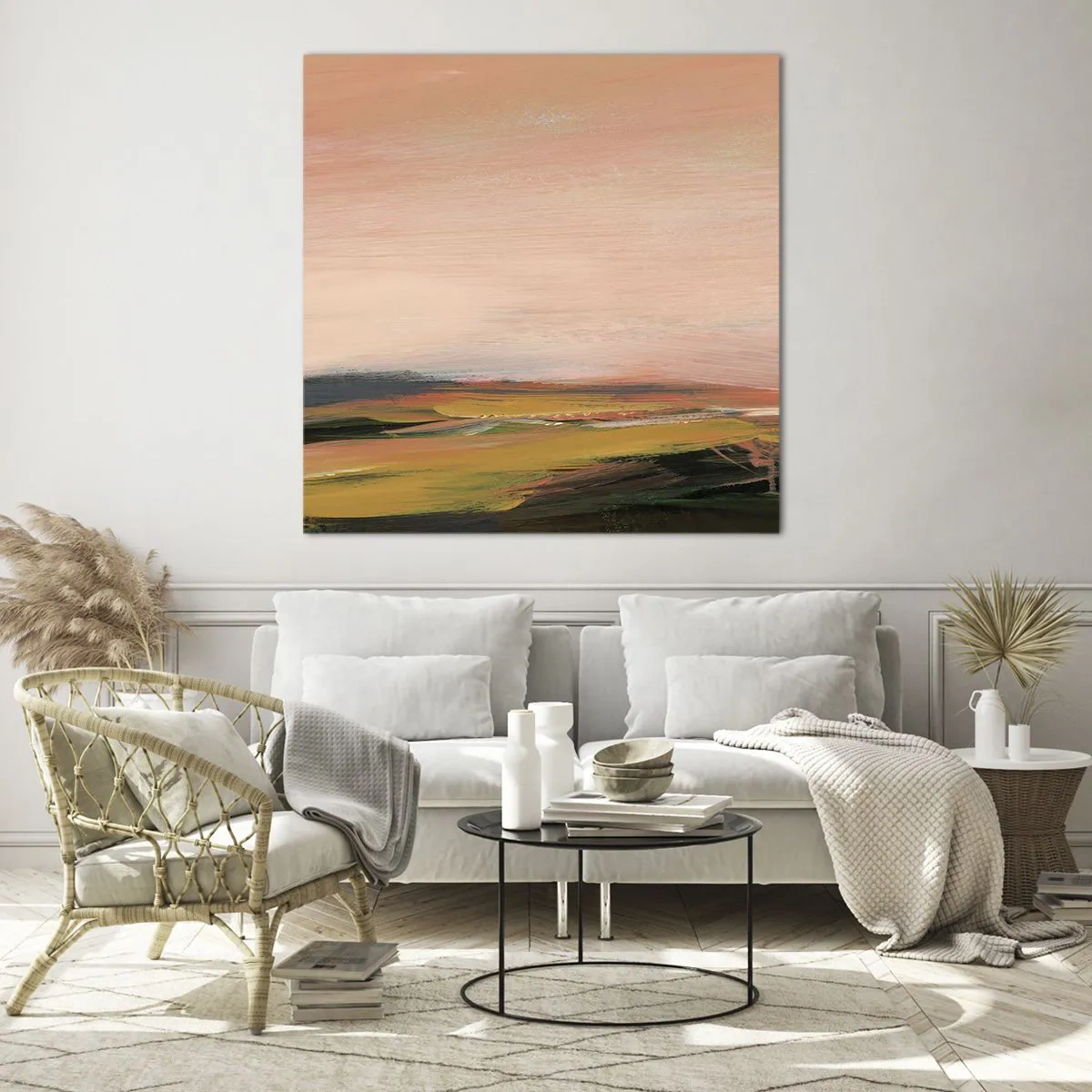 Quadro su vetro - In tonalità di rosa - 60x60 cm