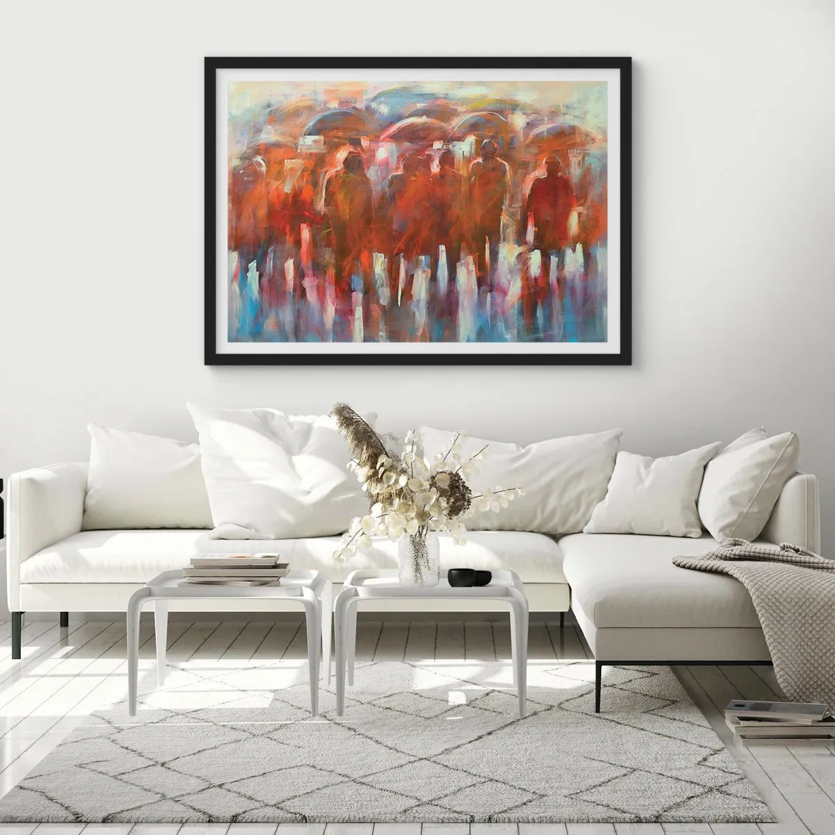 Poster in cornice nera - Uguali nella pioggia e nella nebbia - 91x61 cm