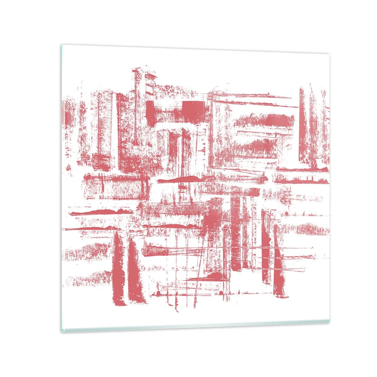 Quadro su vetro - Città rossa - 40x40 cm