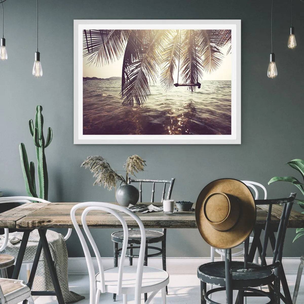 Poster in cornice bianca - Si può dondolare tra le nuvole a volontà - 100x70 cm