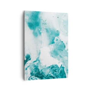 Quadro su tela - Stampe su Tela - Astrazione nei toni del blu con delicati accenti di bianco - 50x70cm - Palude blu - Decorazione murale moderna per soggiorno e camera da letto ARTTOR