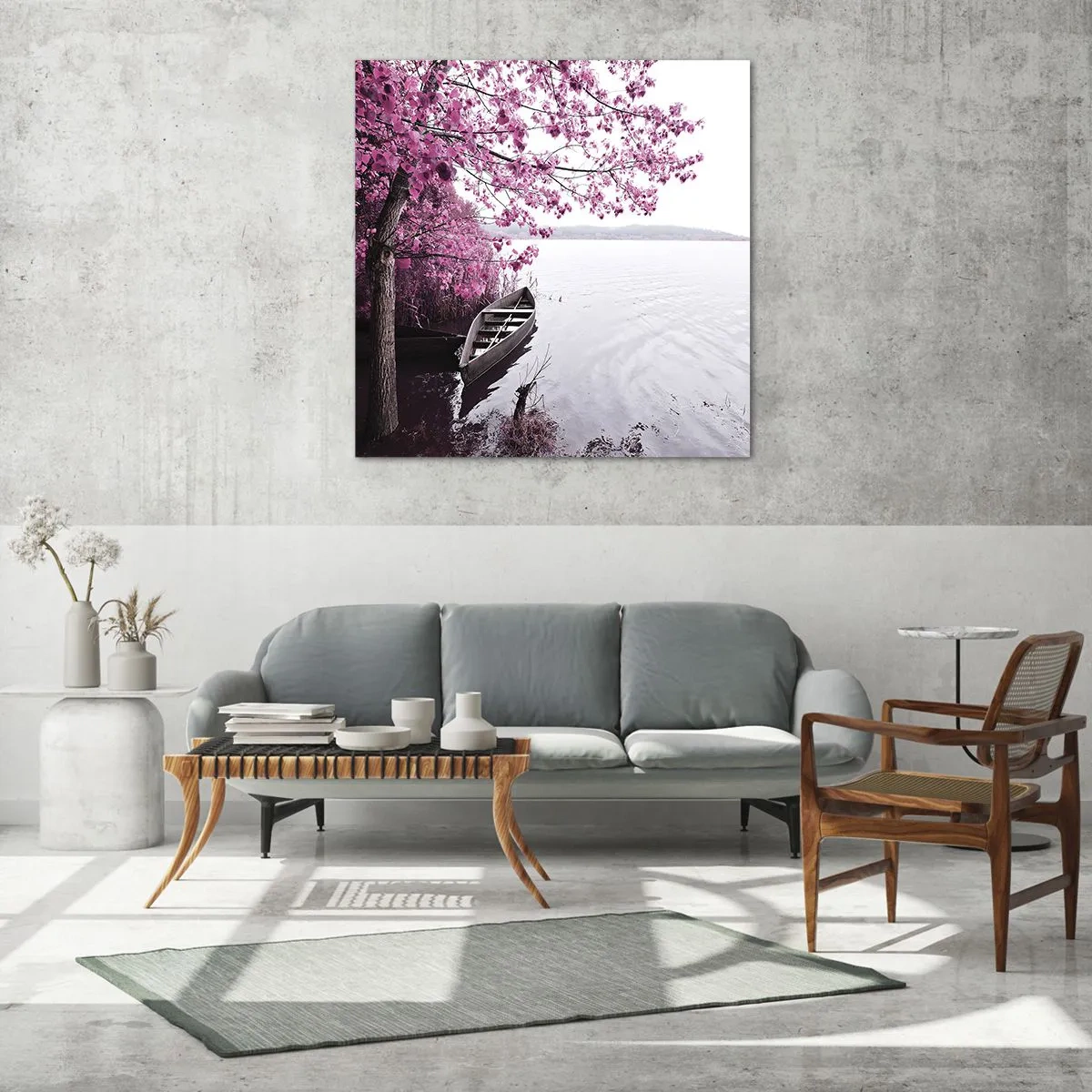 Quadro su vetro - Nel silenzio rosa - 70x70 cm