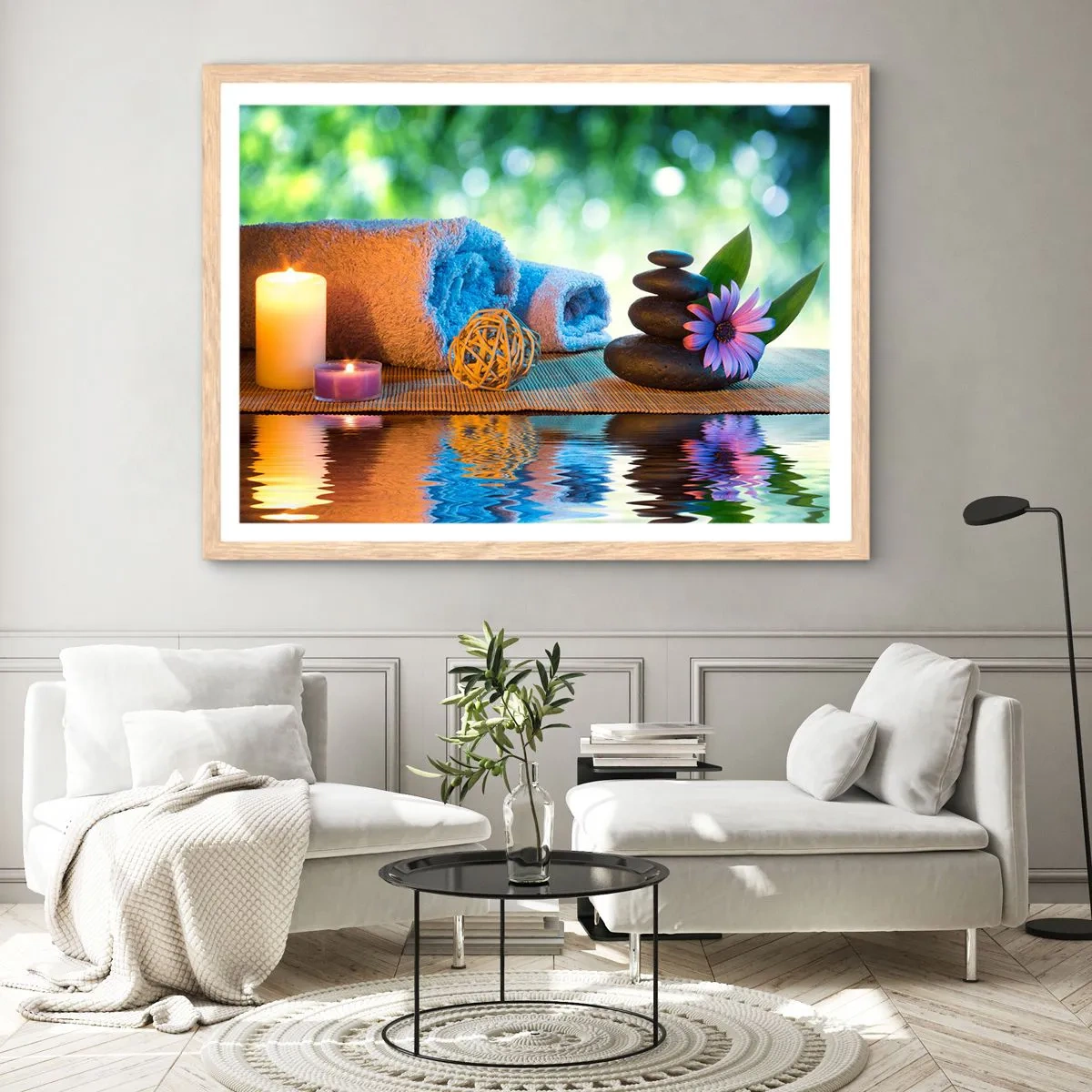 Poster in cornice rovere chiaro - Tempo per il corpo - 100x70 cm