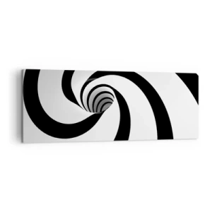 Quadro su tela - Stampe su Tela - Spirale astratta in bianco e nero con effetto vortice - 140x50cm - Lasciarsi andare al vortice? - Decorazione murale moderna per soggiorno e camera da letto ARTTOR