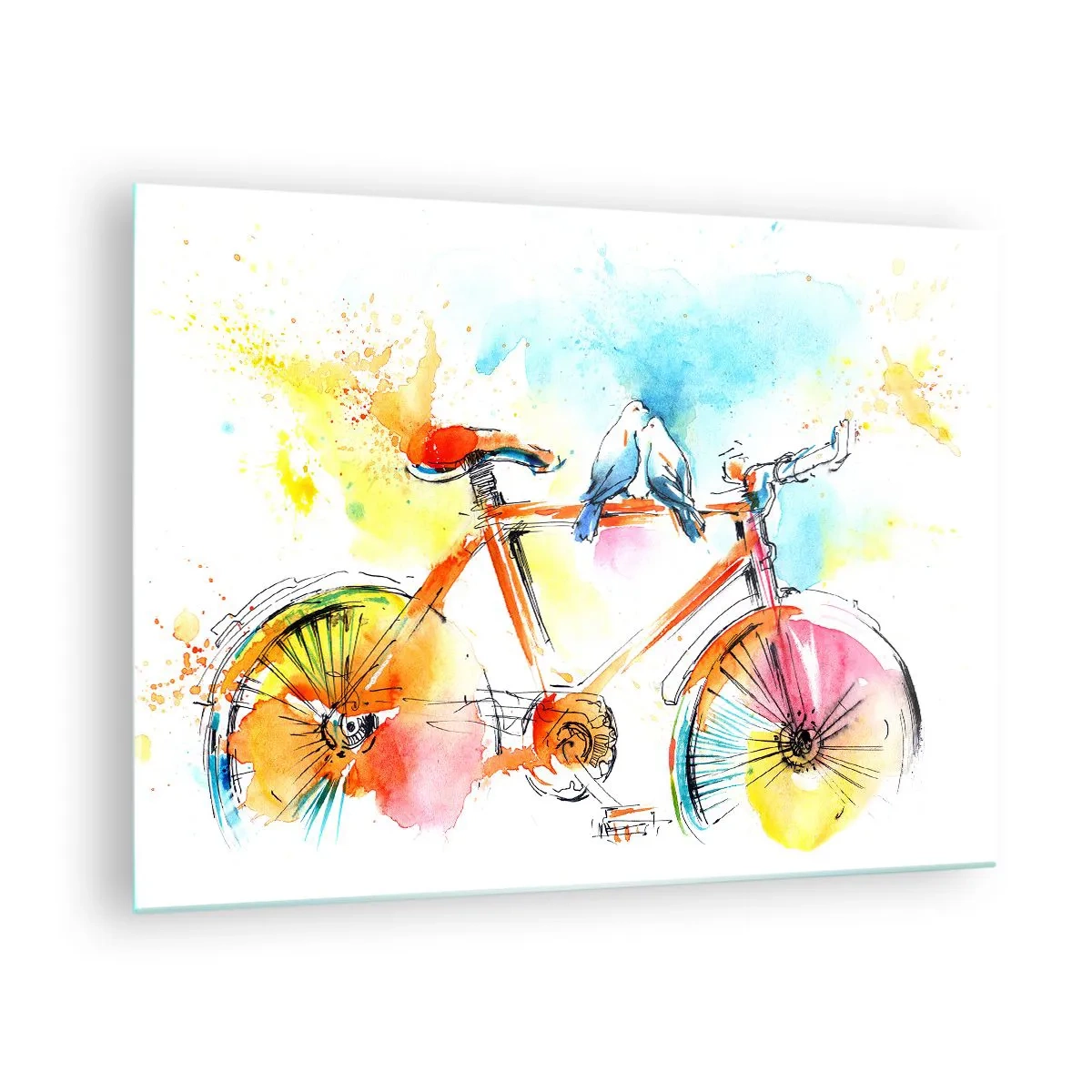 Quadro su vetro - In due in bicicletta - 70x50 cm