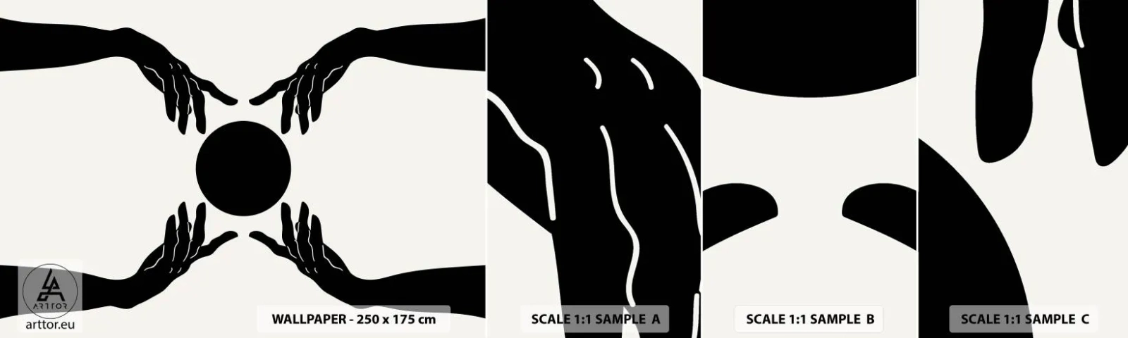 Campione Di Fotomurale Standard Eco - Segno misterioso - Mani, Palla, Mani - 100x30 cm