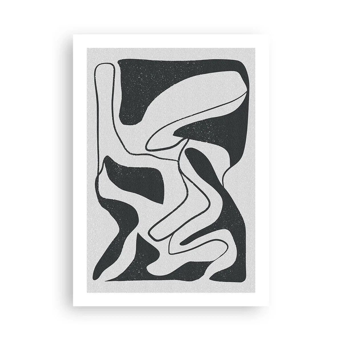 Poster - Astrazione in bianco e nero con forme organiche - 50x70cm - Gioco astratto nel labirinto - Decorazione murale moderna per soggiorno e camera da letto ARTTOR