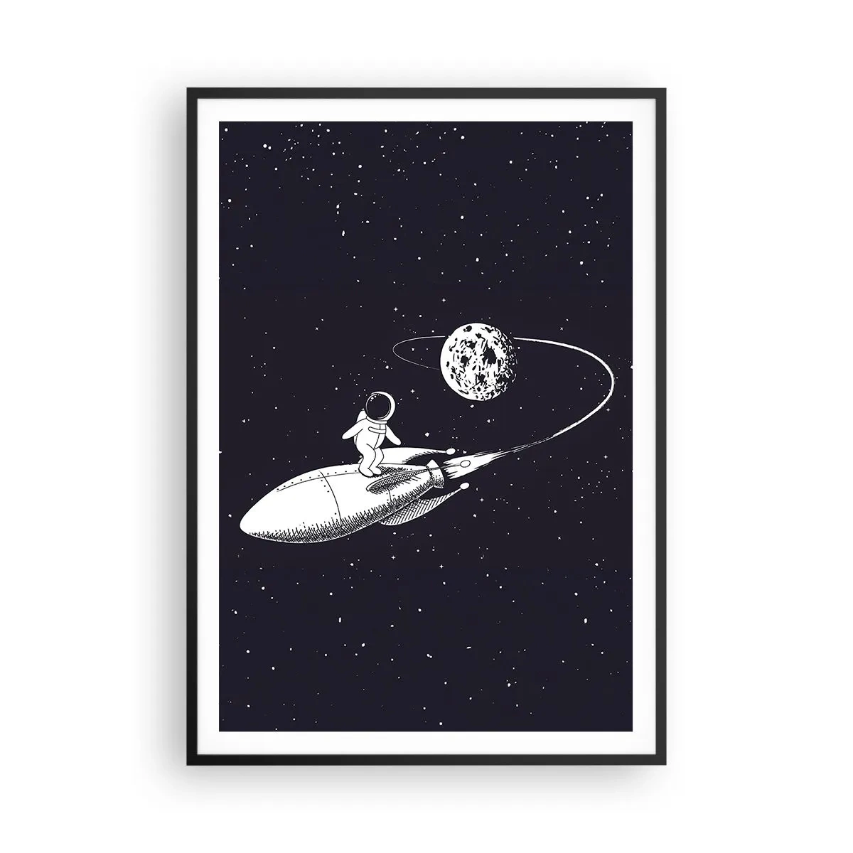Poster in cornice nera - Surfista spaziale - 70x100 cm