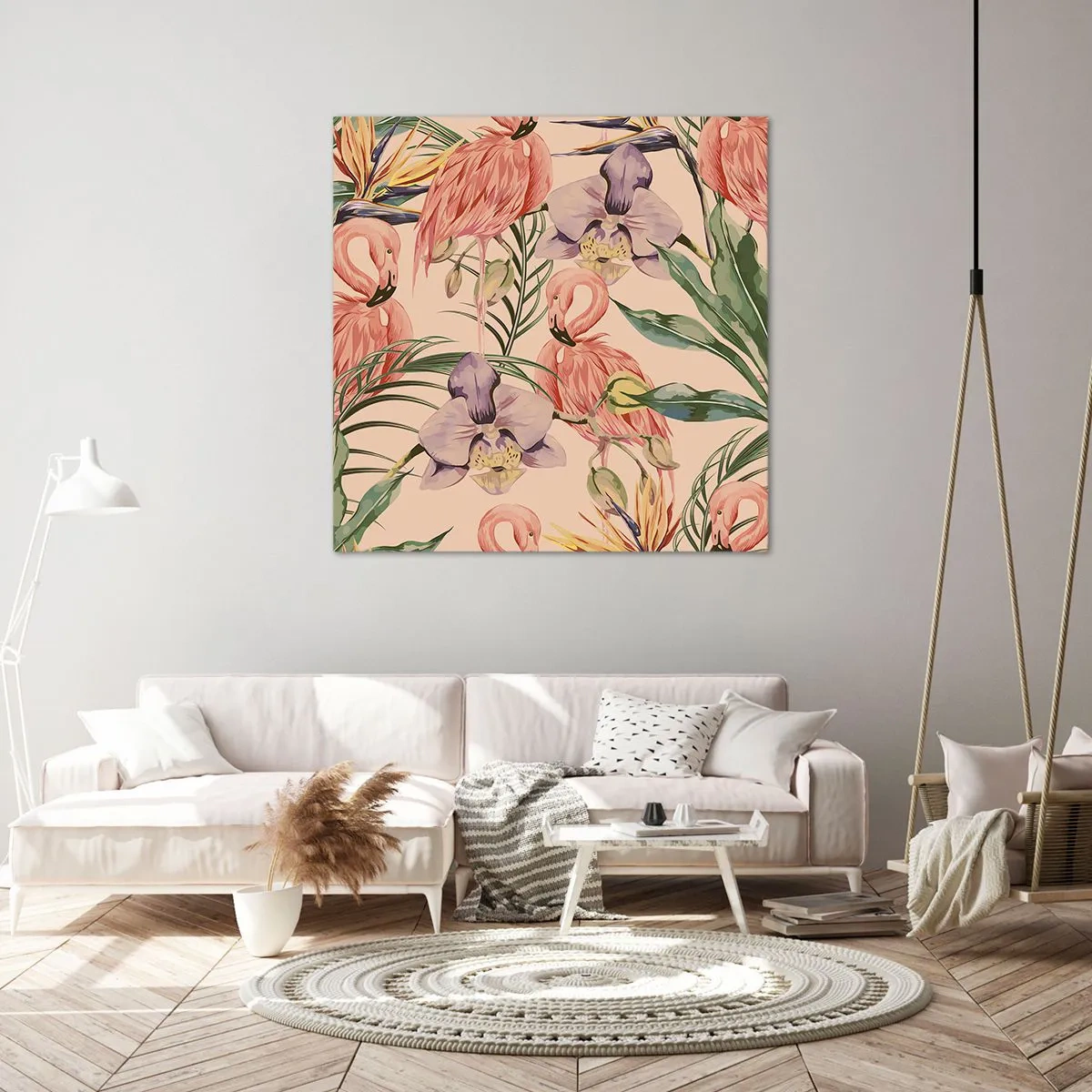Quadro su tela - Stampe su Tela - Un ballo rosa nei fiori - 30x30 cm