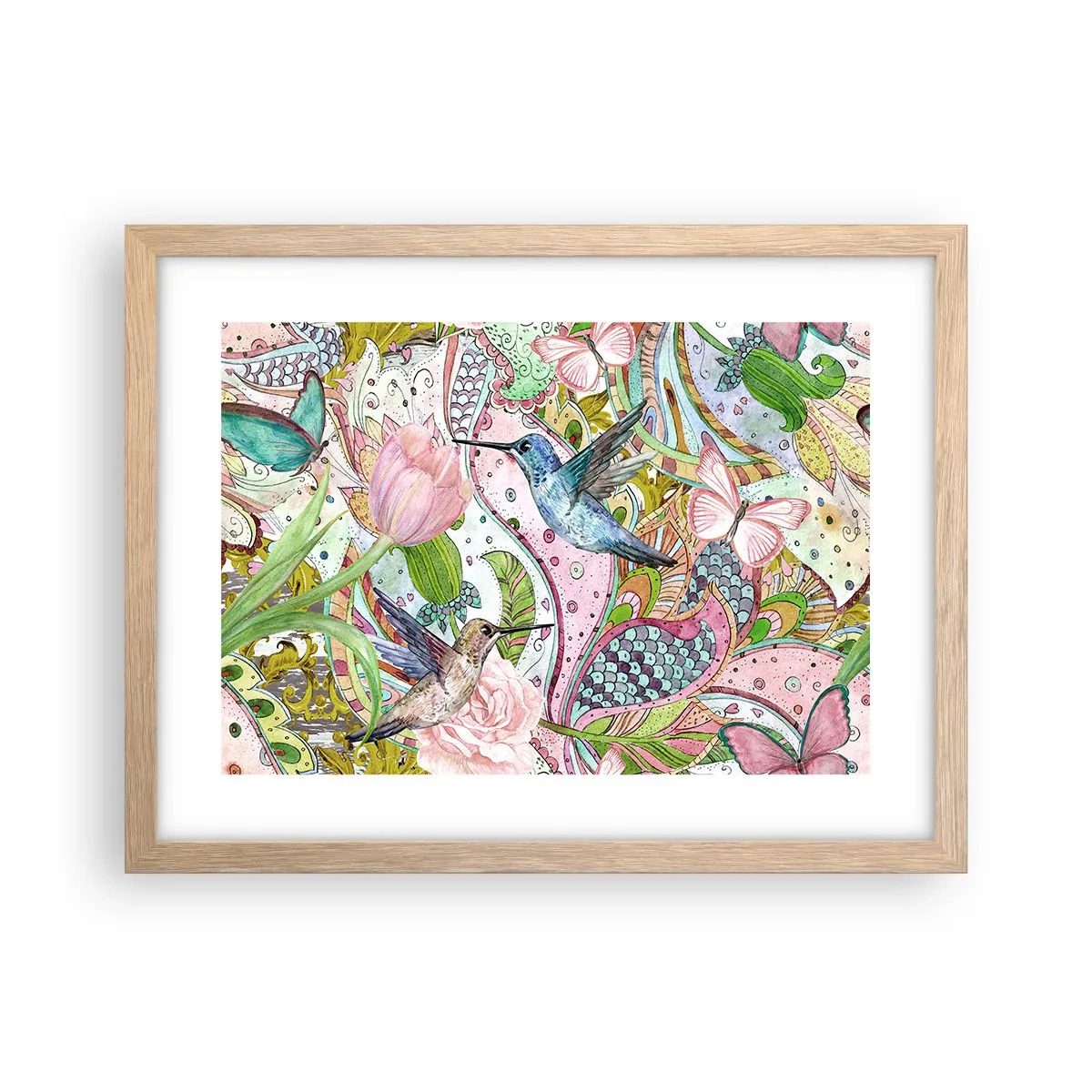 Poster in cornice rovere chiaro - Intrecciate nei rami - 40x30 cm
