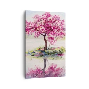 Quadro su tela - Stampe su Tela - Un albero in fiore sull'acqua ferma - 80x120cm - La festa della primavera - Decorazione murale moderna per soggiorno e camera da letto ARTTOR
