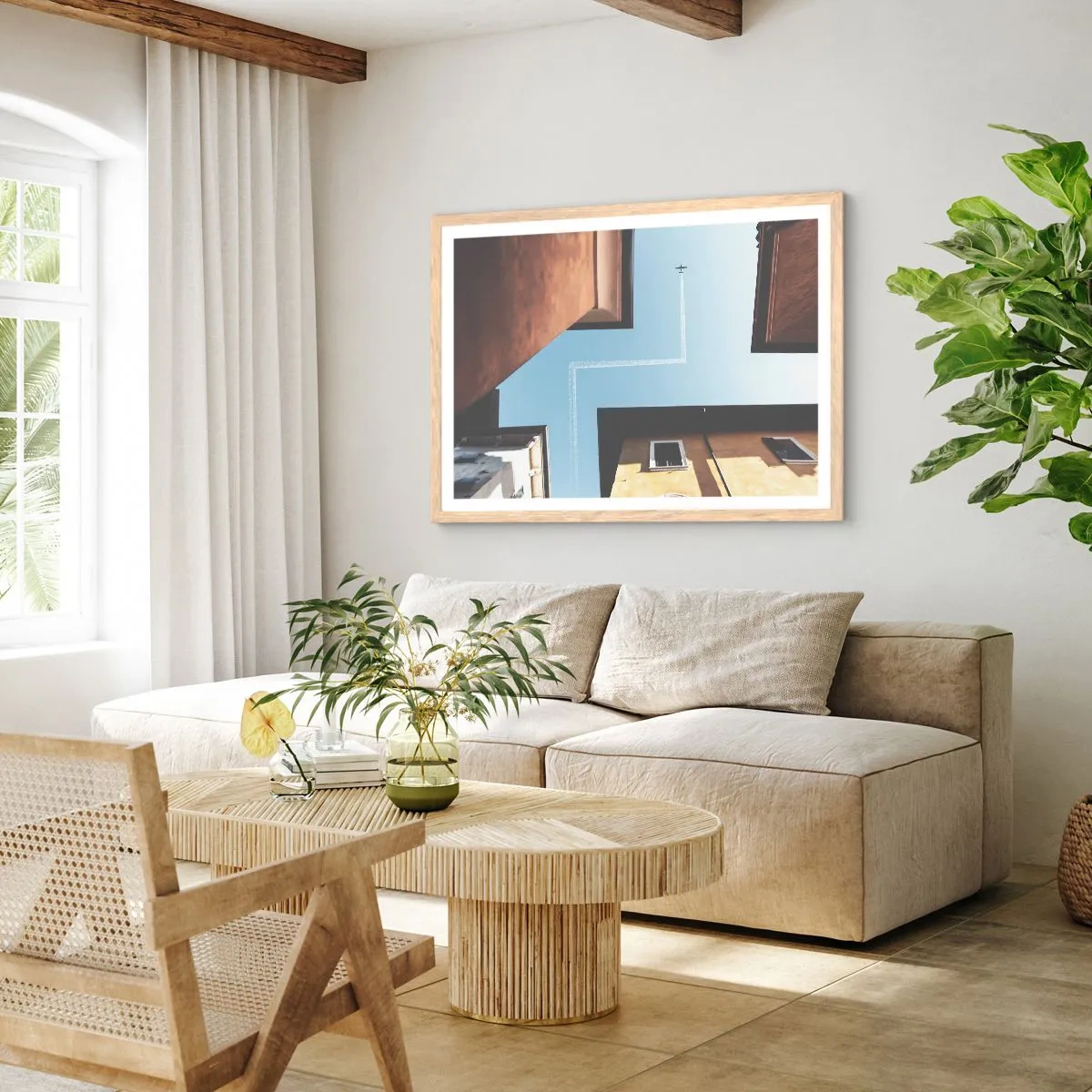 Poster in cornice rovere chiaro - Sopra il labirinto urbano - 100x70 cm