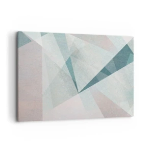 Quadro su tela - Stampe su Tela - Forme geometriche in tonalità pastello di blu e grigio - 120x80cm - Con calma ma dinamicamente - Decorazione murale moderna per soggiorno e camera da letto ARTTOR