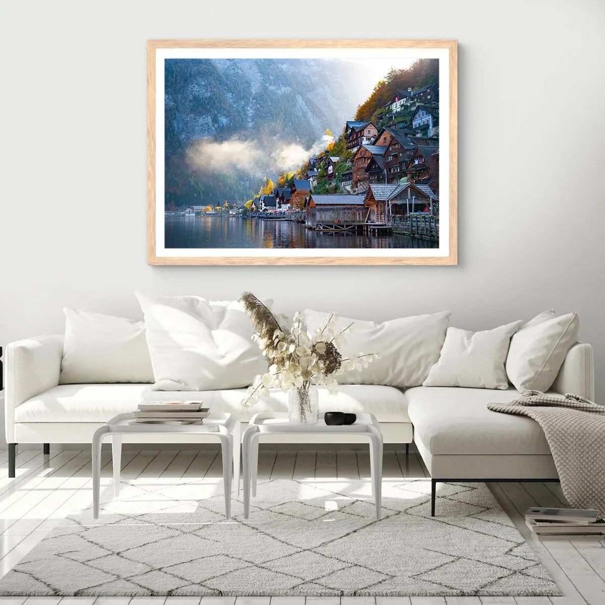 Poster in cornice rovere chiaro - Atmosfera alpina - 91x61 cm