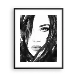 Poster in cornice nera - Ritratto di donna in bianco e nero - 40x50 cm