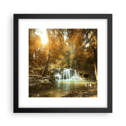 Poster in cornice nera - Cascata nel parco - 30x30 cm