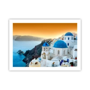 Poster - Santorini: aggrappate alle rocce - 70x50 cm