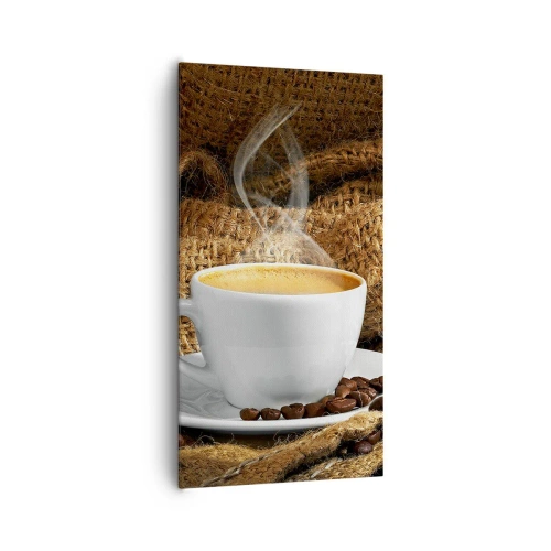 Quadro su tela - Stampe su Tela - L'odore di caffè con la schiuma del colore del miele - 65x120 cm