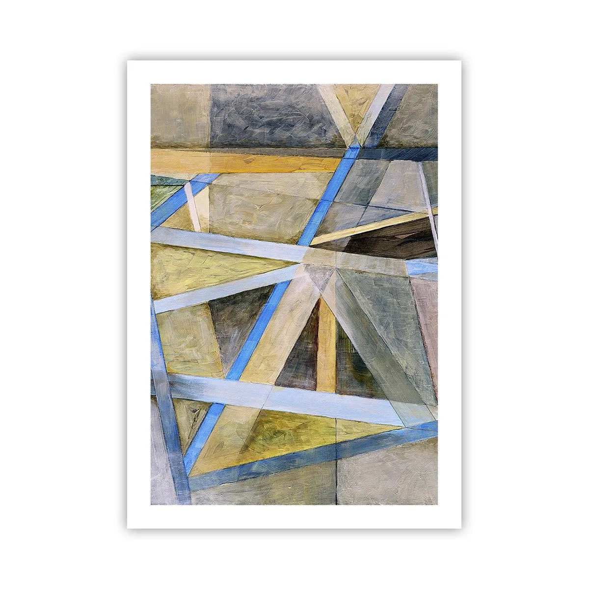 Poster - Astrazione geometrica con sfumature di blu e oro - 50x70cm - Dritto o obliquo? - Decorazione murale moderna per soggiorno e camera da letto ARTTOR