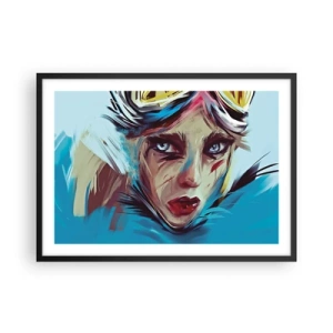 Poster in cornice nera - Ritratto di una donna dai colori dinamici e dallo stile astratto - 70x50cm - La guerriera della strada - Decorazione murale moderna per soggiorno e camera da letto ARTTOR