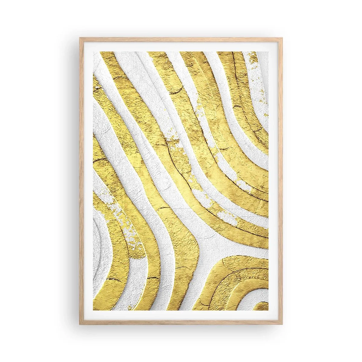 Poster in cornice rovere chiaro - Composizione in bianco e oro - 70x100 cm