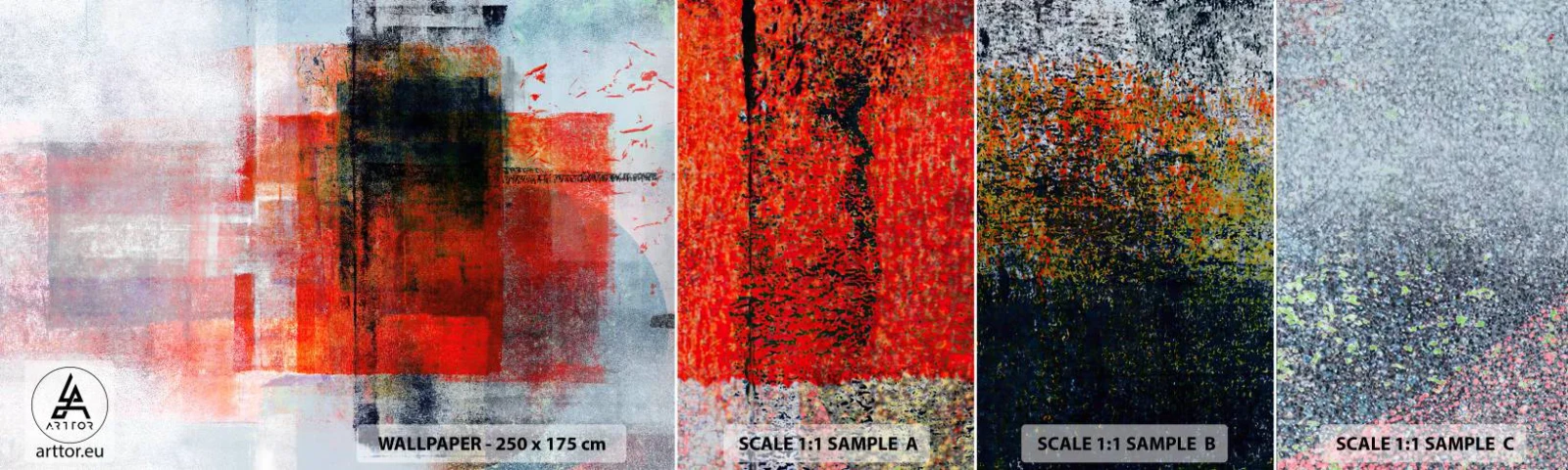 Campione Di Fotomurale Standard Eco - Composizione arroventata - Pezzo, Astrazione, Industriale - 100x30 cm