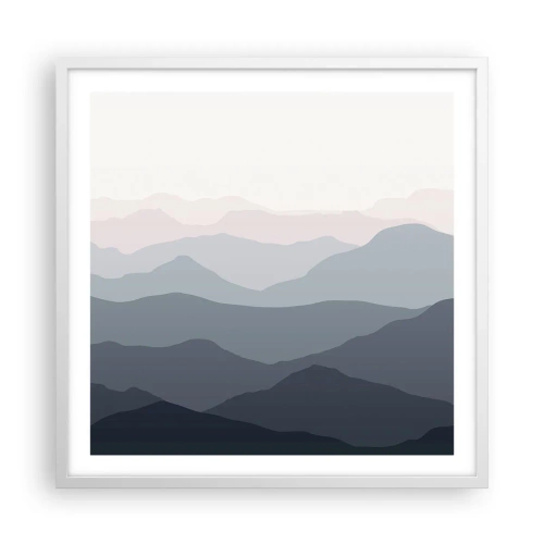 Poster in cornice bianca - Le onde dei monti - 60x60 cm