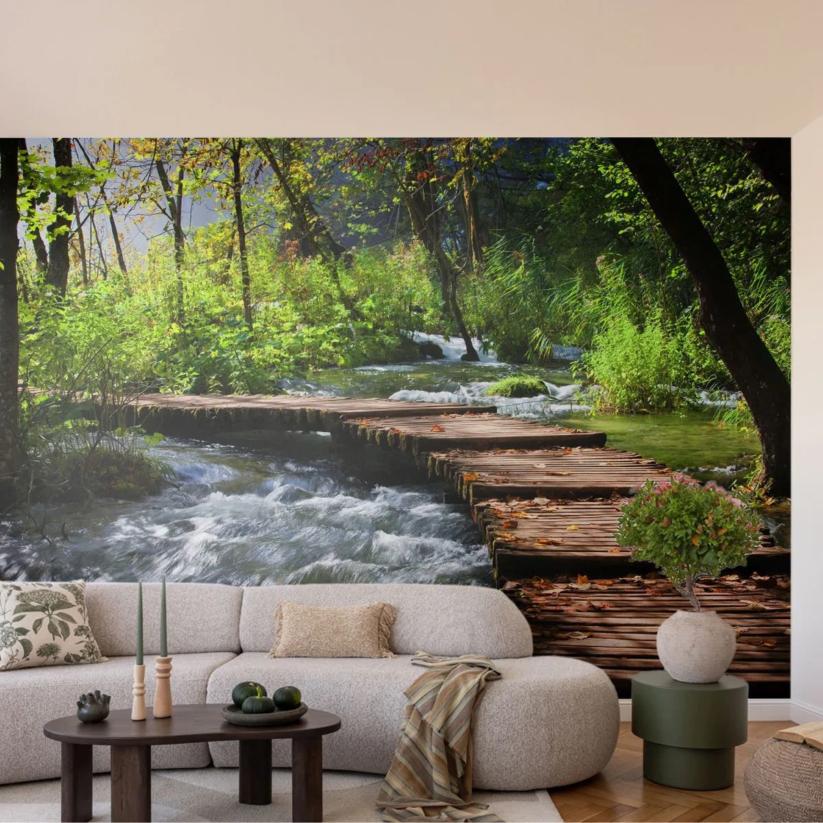 Fotomurali Premium Canvas - Sulla cascata spumeggiante - Paesaggio, Croazia, Natura - 250x175 cm