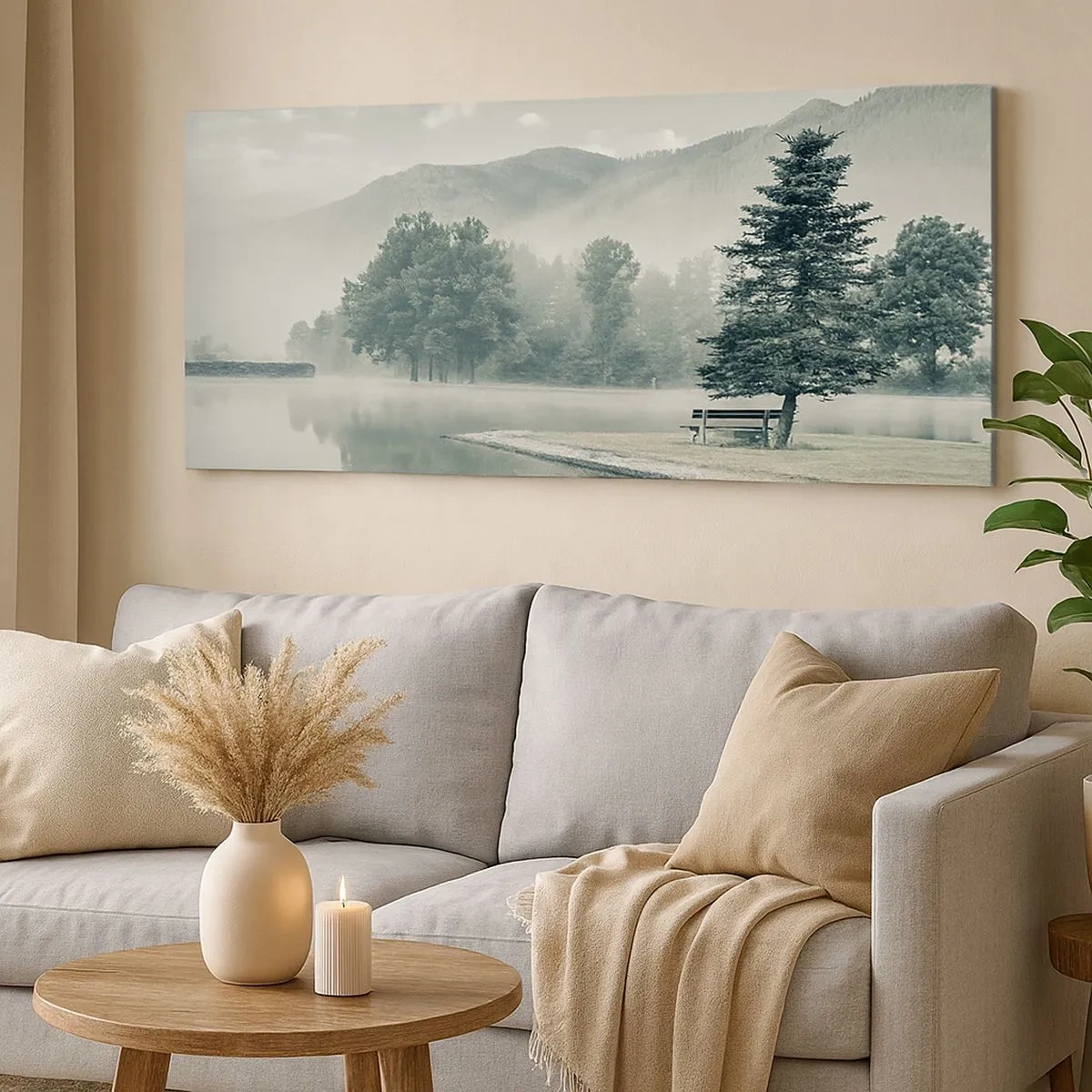 Quadro su tela - Stampe su Tela - Il lago dorme ancora - 100x40 cm