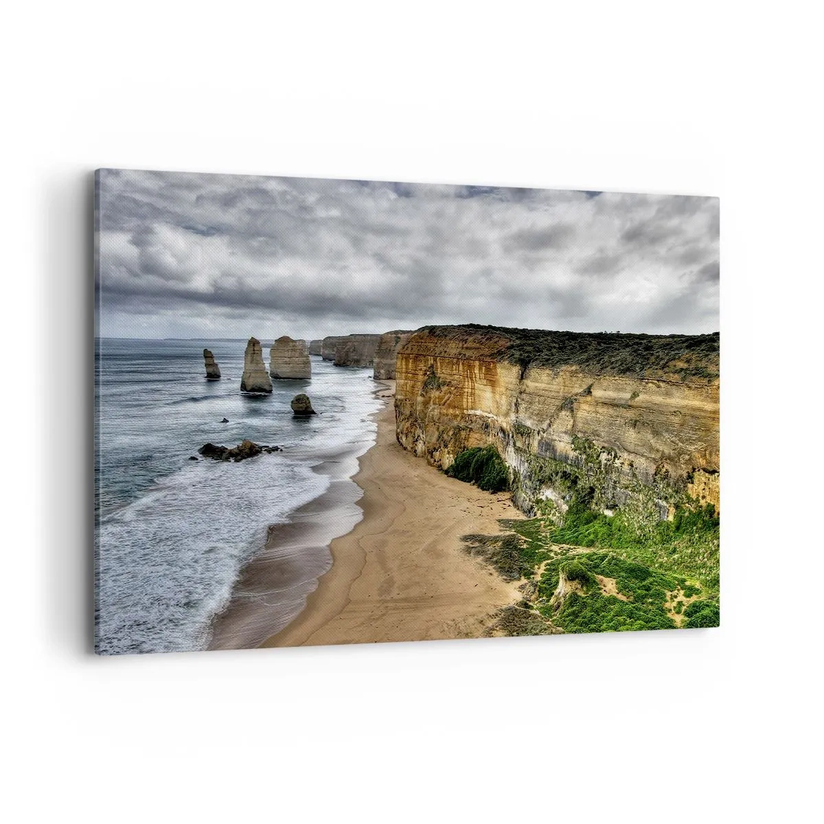 Quadro su tela - Stampe su Tela - Costa rocciosa con spiaggia e formazioni rocciose - 100x70cm - Bellezza selvatica - Decorazione murale moderna per soggiorno e camera da letto ARTTOR