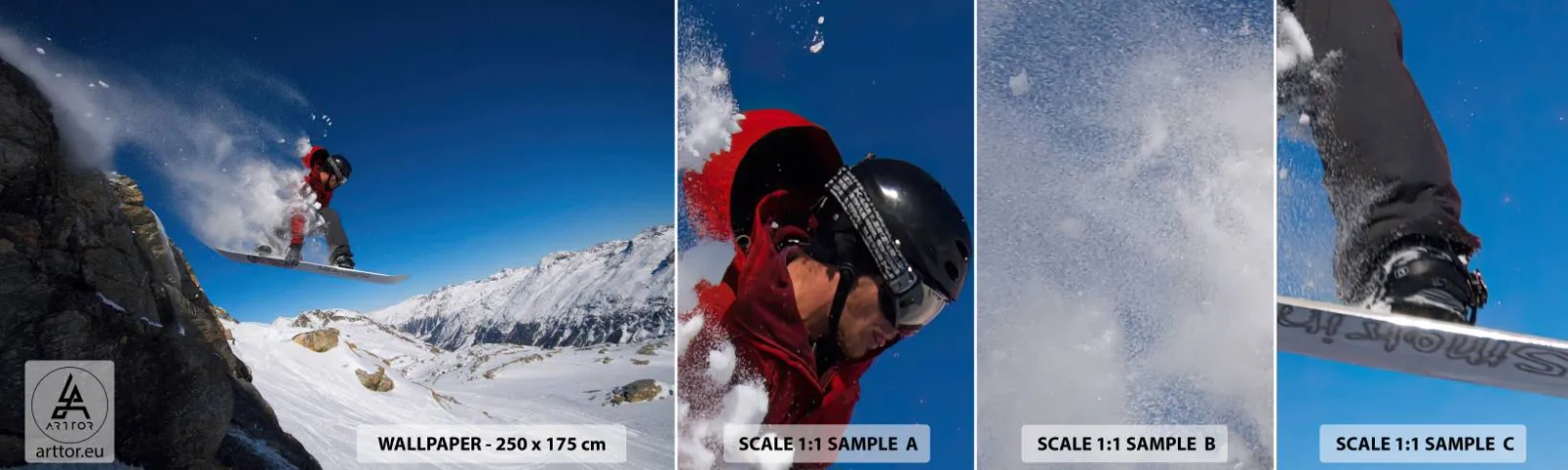 Campione Di Fotomurale Standard Eco - E diventi parte del panorama - Paesaggio, Snowboard, Sport - 100x30 cm