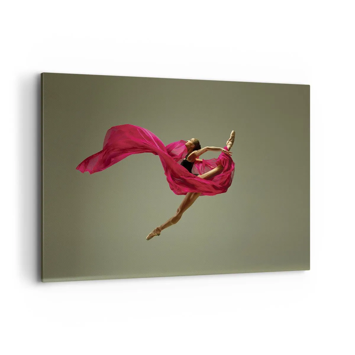 Quadro su tela - Stampe su Tela - Ballerina in posa dinamica con tessuto rosa - 120x80cm - Fiamma danzante - Decorazione murale moderna per soggiorno e camera da letto ARTTOR