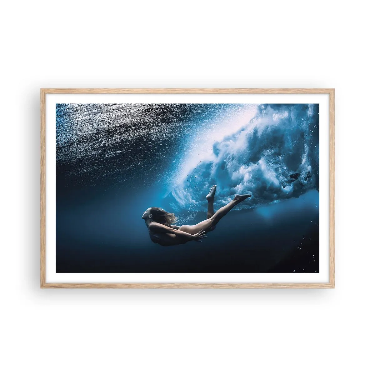 Poster in cornice rovere chiaro - Moderna sirena - 91x61 cm