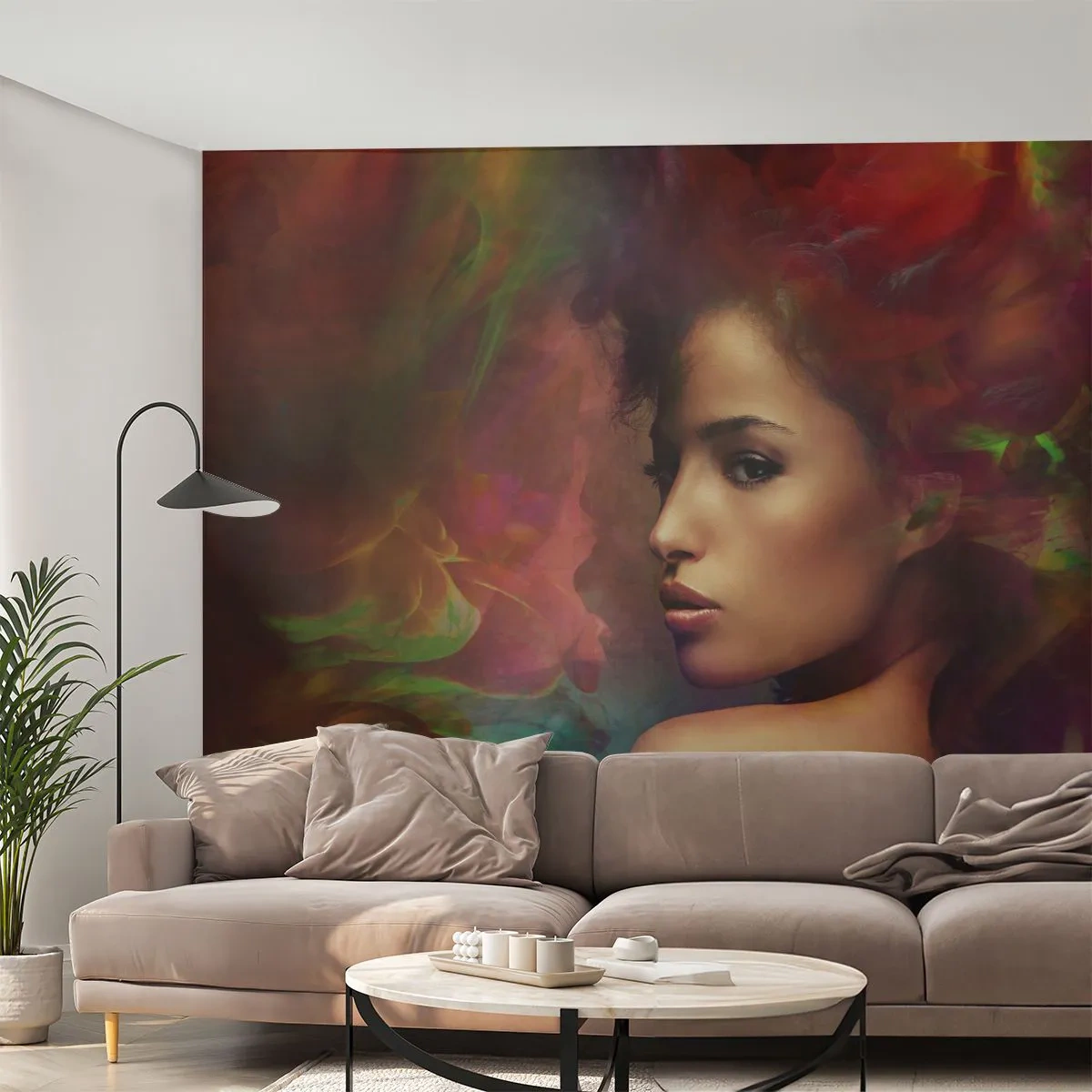 Fotomurali Premium Canvas - Più bella dell'arcobaleno, delicata come la nebbia - Donna, Volto di donna, Corpo - 250x175 cm