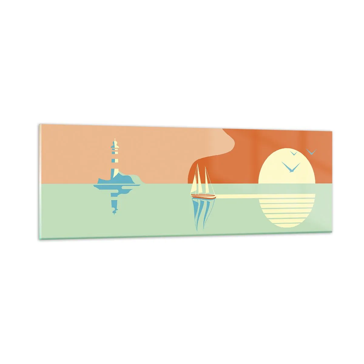 Quadro su vetro - Ideale paesaggio marittimo - 90x30 cm