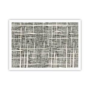 Poster - Un motivo geometrico che ricorda una griglia su uno sfondo chiaro - 100x70cm - Composizione tessuta - Decorazione murale moderna per soggiorno e camera da letto ARTTOR