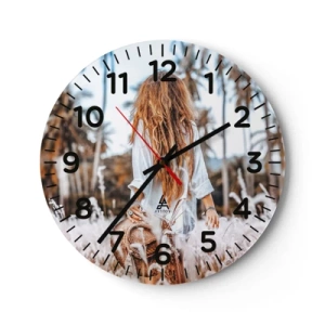 Orologio da parete - Orologio in Vetro - Nata dalla lanugine dell'erba - 40x40 cm