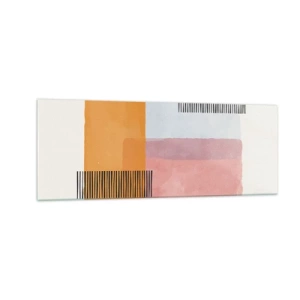 Quadro su vetro - Geometria in colori pastello con linee su sfondo chiaro - 140x50cm - Da un angolo all'altro - Decorazione murale moderna per soggiorno e camera da letto ARTTOR