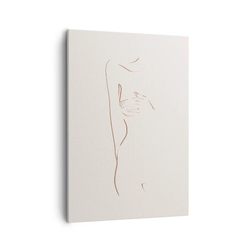 Quadro su tela - Stampe su Tela - Un disegno lineare e sottile di una silhouette su uno sfondo chiaro - 50x70cm - La forma del desiderio - Decorazione murale moderna per soggiorno e camera da letto ARTTOR